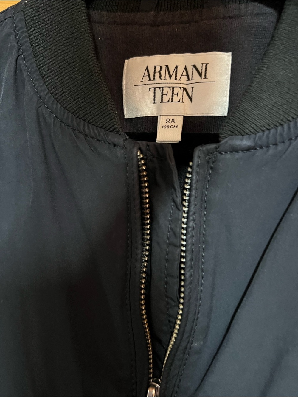 Armani Jeans Black Bomber Jacket with Silver Zip